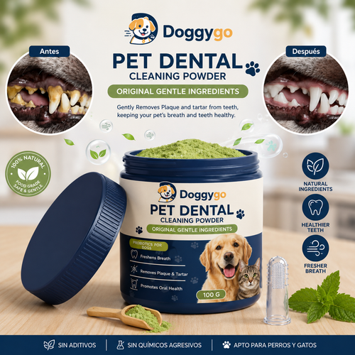 DoggyGo Smile+ - Polvo Dental Premium para Perros